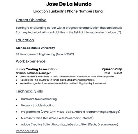 Three Free Fresh Grad CV and Resume Templates .